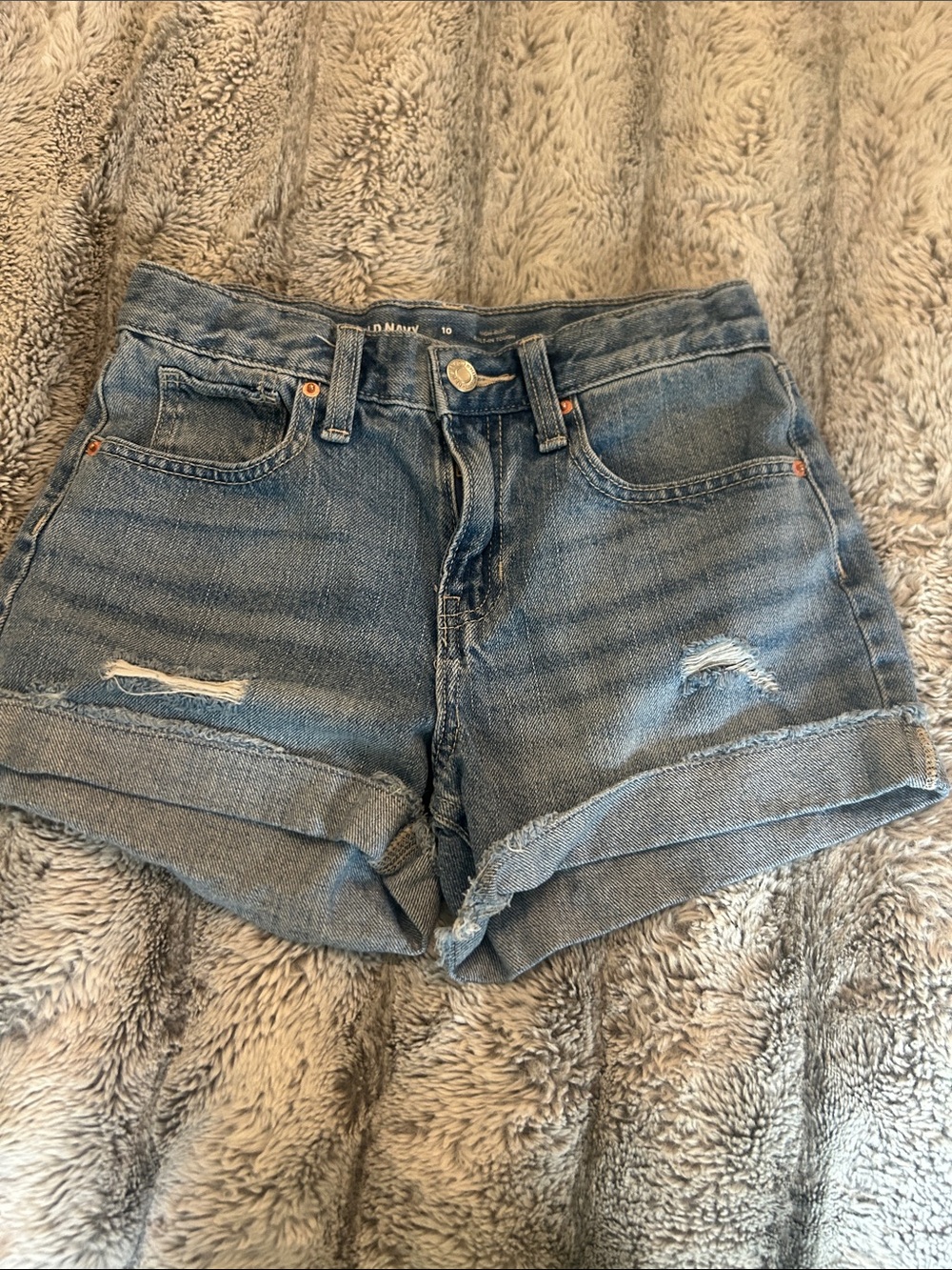 Old Navy Girls Distressed Denim Shorts Size 10 Medium Wash Jean Shorts